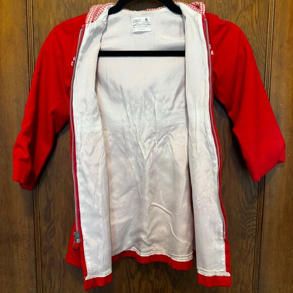 Vintage Sears Hooded‎ Red Gingham Dress Jacket Coat 6 44.5” to 47” Girls Kids - Picture 7 of 12